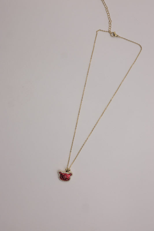Pink Crown CZ Pendant Necklace