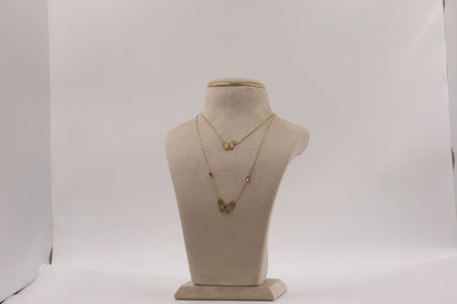 Pink Butterfly Layered Necklace