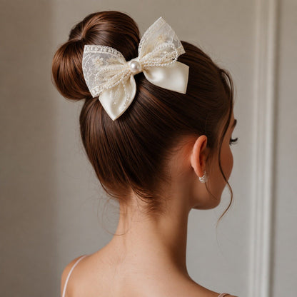 Pearl & Lace Hair Bow