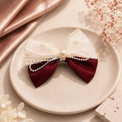 Pearl & Lace Hair Bow