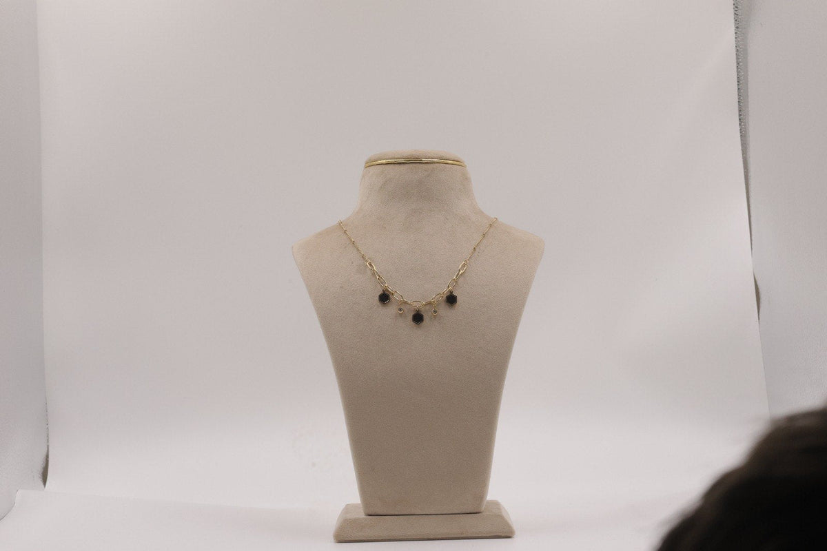 Black Enamel Charm Necklace