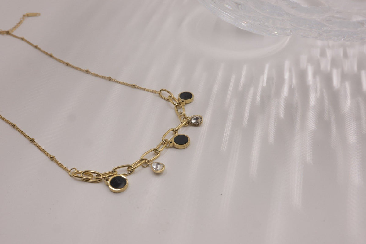 Black Enamel Charm Necklace