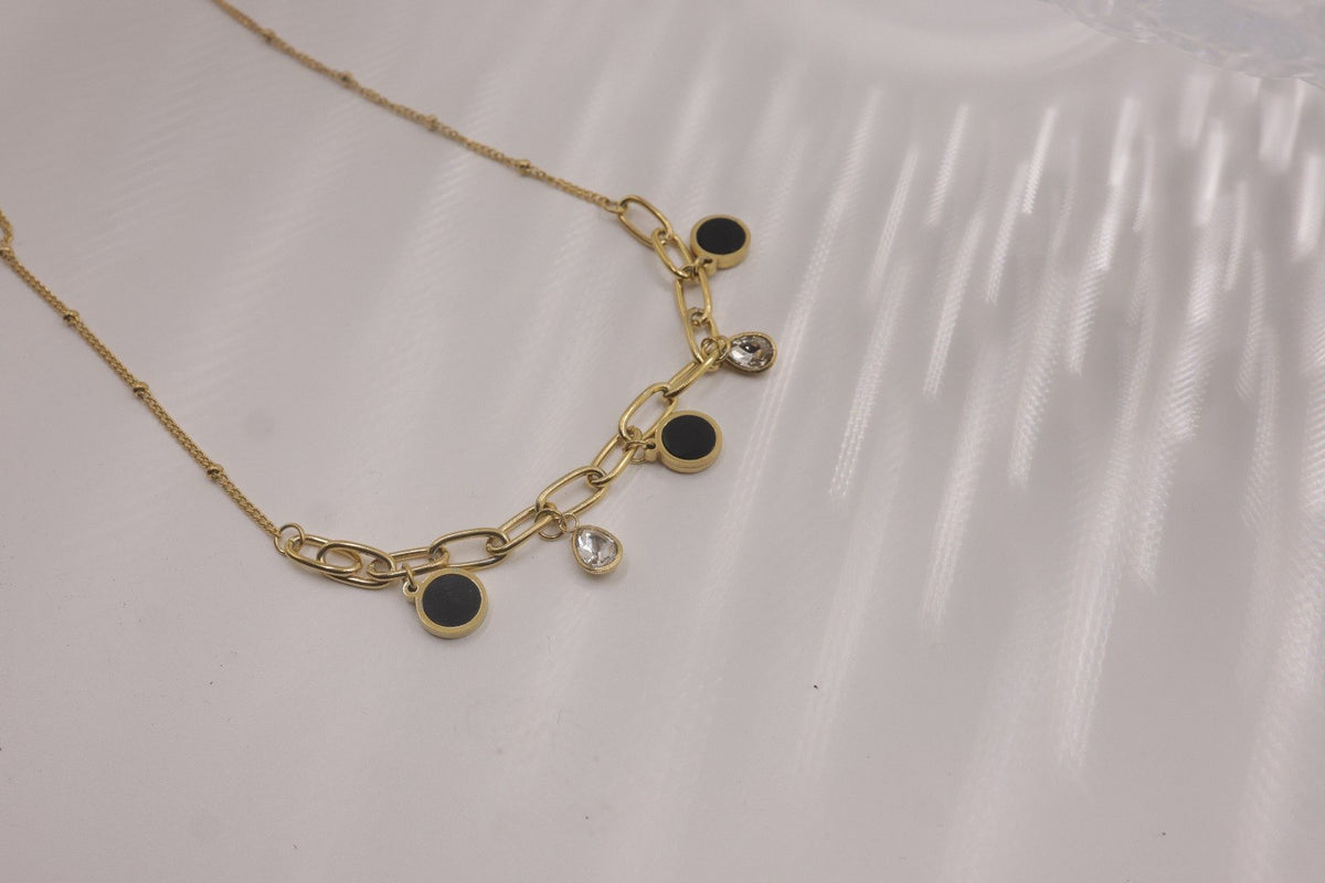 Black Enamel Charm Necklace