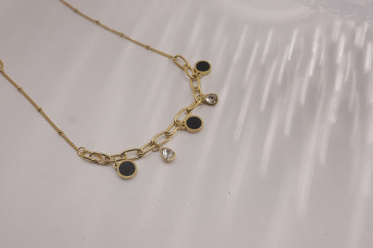 Black Enamel Charm Necklace