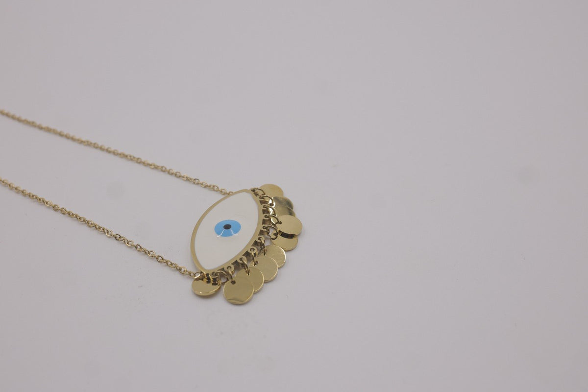 Evil Eye Gold Fringe Necklace
