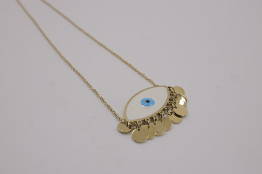 Evil Eye Gold Fringe Necklace
