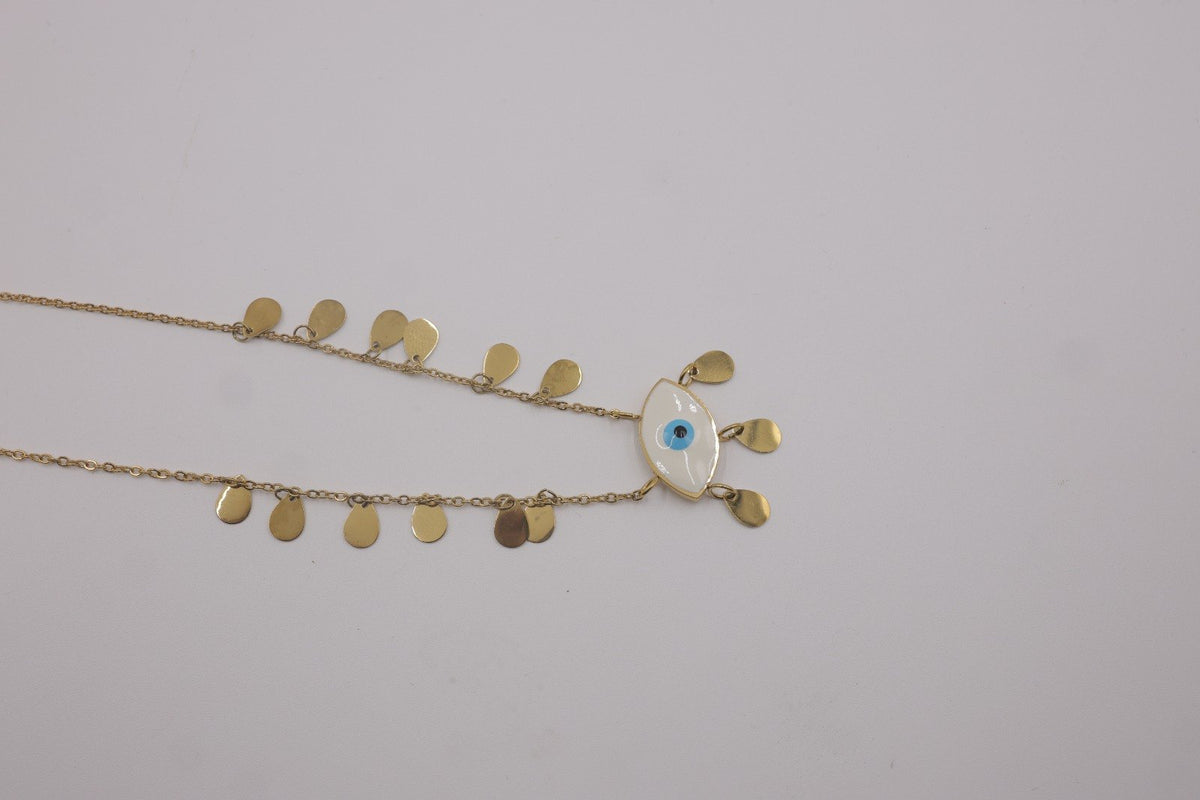 Evil Eye Gold Fringe Necklace
