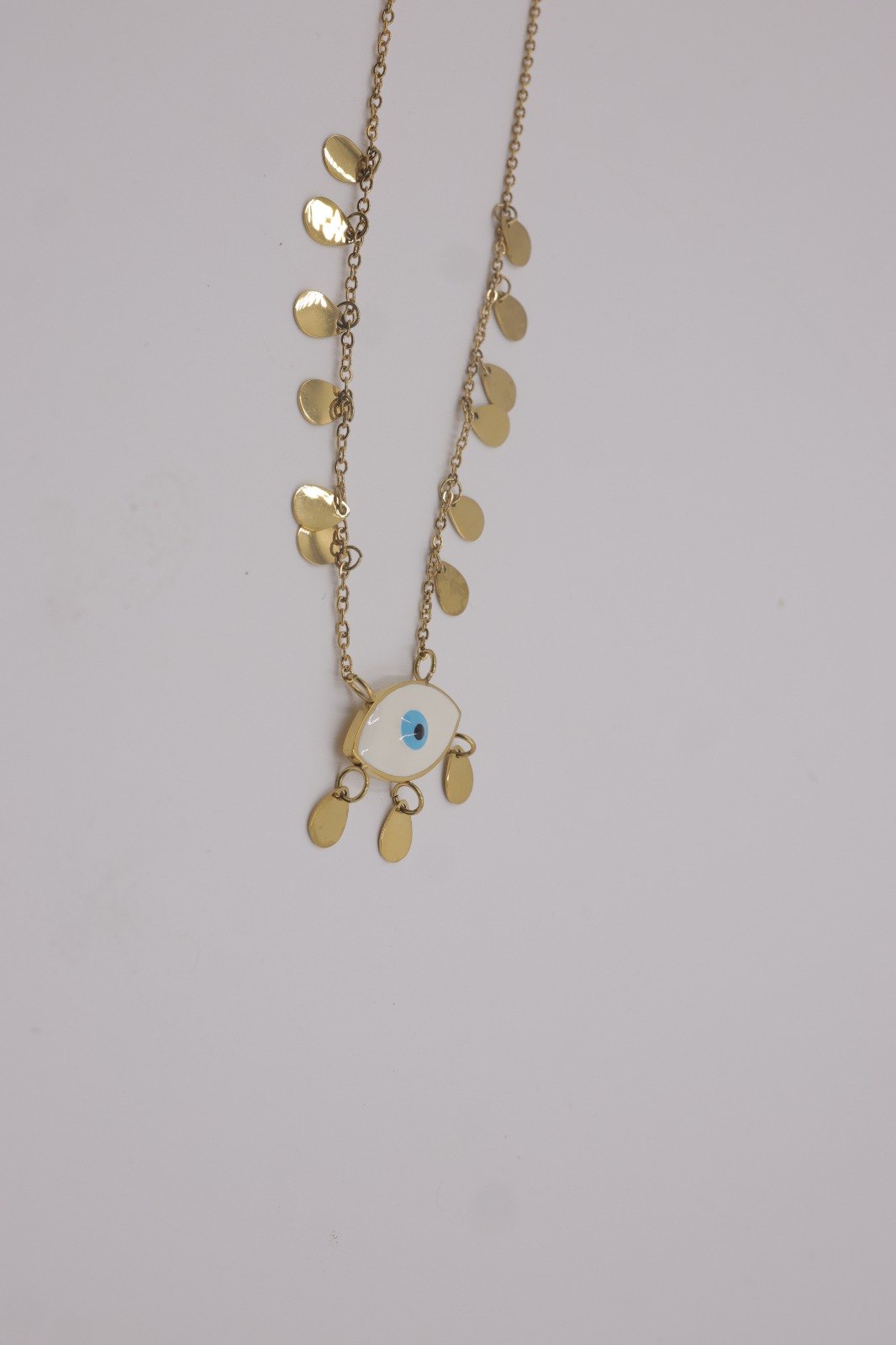 Evil Eye Gold Fringe Necklace