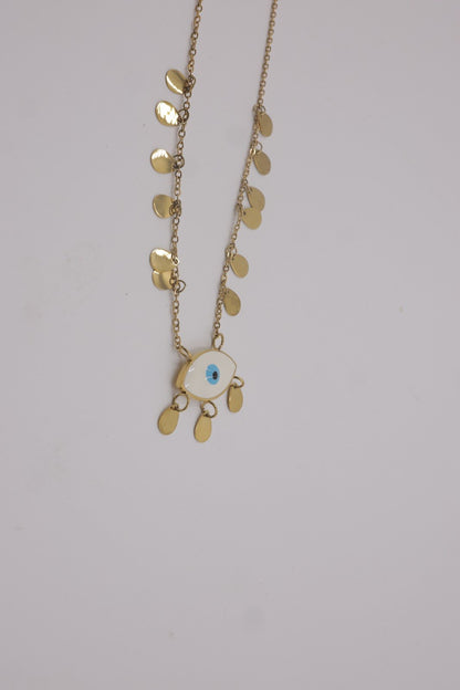 Evil Eye Gold Fringe Necklace