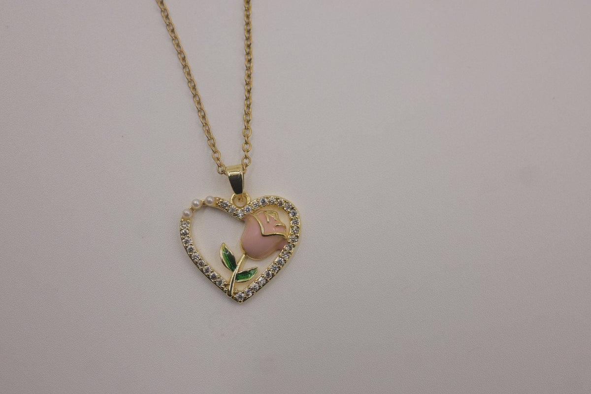 Rose Heart Pendant Necklace