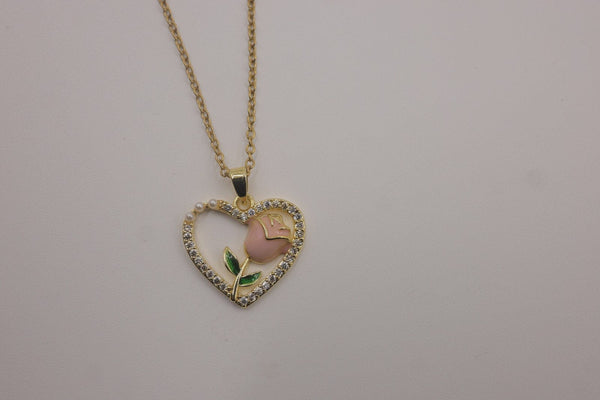 Rose Heart Pendant Necklace