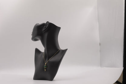Green Stone Cat Pendant Necklace